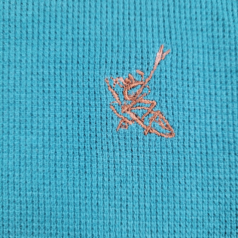 VTG Kayak Mens Glacier Teal Blue Waffle Knit Cotton Polo Shirt 121-153 L NWT - Picture 10 of 10